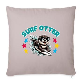 Funny surfing otter with sunglasses - Sofa pillowcase 17,3'' x 17,3'' (45 x 45 cm) - light taupe - Front