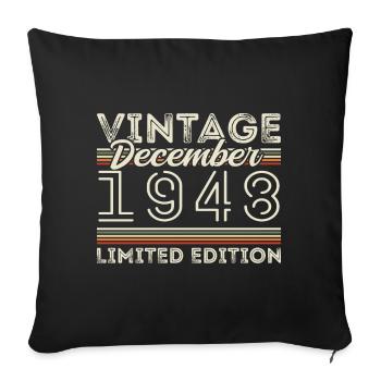 Vintage Décembre 1948 - 77e Anniversaire Décember - Housse de coussin décorative 45 x 45 cm - noir - Devant