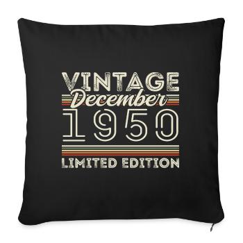 Vintage December 1950 - 75th Anniversary December - Sofa pillowcase 17,3'' x 17,3'' (45 x 45 cm) - black - Front