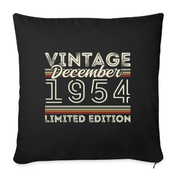 Vintage Décembre 1954 - 71e Anniversaire Décember - Housse de coussin décorative 45 x 45 cm - noir - Devant