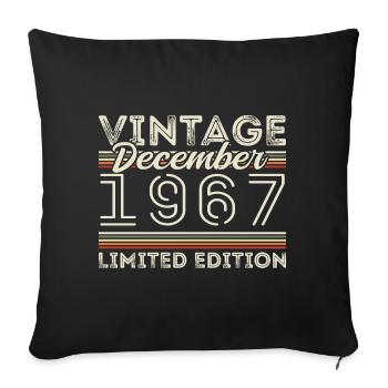 Vintage Décembre 1967 - 58e Anniversaire Décember - Housse de coussin décorative 45 x 45 cm - noir - Devant