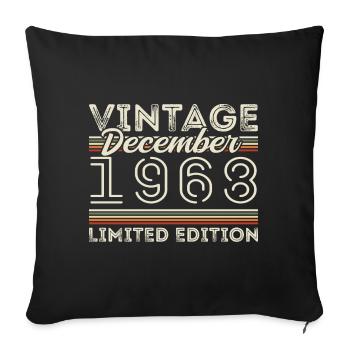 Vintage Décembre 1968 - 57e Anniversaire Décember - Housse de coussin décorative 45 x 45 cm - noir - Devant