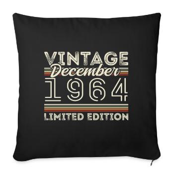 Vintage December 1964 - 61st Anniversary December - Sofa pillowcase 17,3'' x 17,3'' (45 x 45 cm) - black - Front