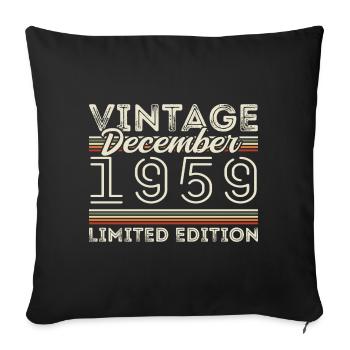 Vintage Décembre 1959 - 66e Anniversaire Décember - Housse de coussin décorative 45 x 45 cm - noir - Devant