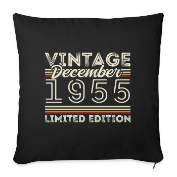 Vintage Décembre 1955 - 70e Anniversaire Décember - Housse de coussin décorative 45 x 45 cm - noir - Devant