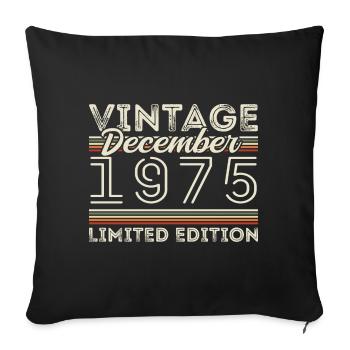 Vintage December 1975 - 50th Anniversary December - Sofa pillowcase 17,3'' x 17,3'' (45 x 45 cm) - black - Front