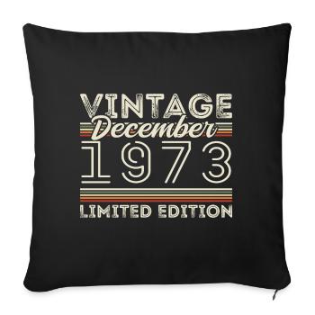Vintage Décembre 1973 - 52e Anniversaire Décember - Housse de coussin décorative 45 x 45 cm - noir - Devant