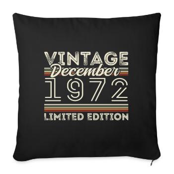 Vintage Décembre 1972 - 53e Anniversaire Décember - Housse de coussin décorative 45 x 45 cm - noir - Devant