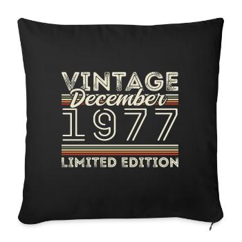 Vintage Décembre 1977 - 48e Anniversaire Décember - Housse de coussin décorative 45 x 45 cm - noir - Devant