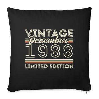 Vintage Décembre 1988 - 37e Anniversaire Décember - Housse de coussin décorative 45 x 45 cm - noir - Devant
