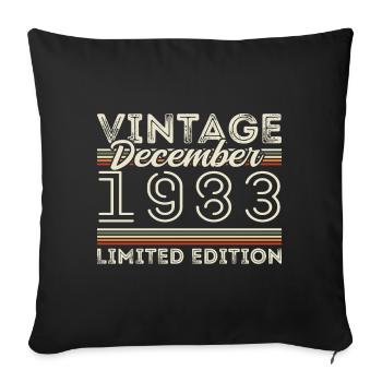Vintage Décembre 1983 - 42e Anniversaire Décember - Housse de coussin décorative 45 x 45 cm - noir - Devant