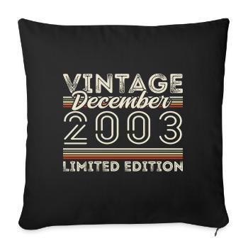 Vintage Décembre 2003 - 22e Anniversaire Décember - Housse de coussin décorative 45 x 45 cm - noir - Devant