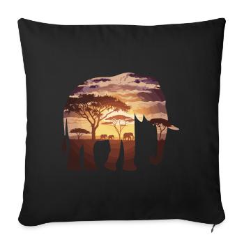 Elefant Afrika Safari - Sofakissenbezug 45 x 45 cm - Schwarz - Vorne