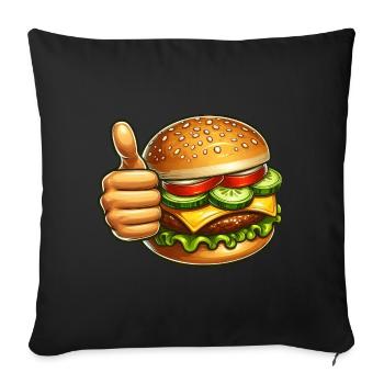 Burger mexicain Fast-Food Pouce levé - Housse de coussin décorative 45 x 45 cm - noir - Devant