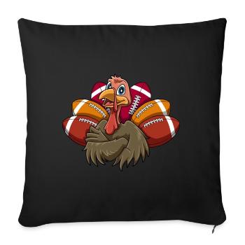Thanksgiving Truthahn Football Touchdowns - Sofakissenbezug 45 x 45 cm - Schwarz - Vorne