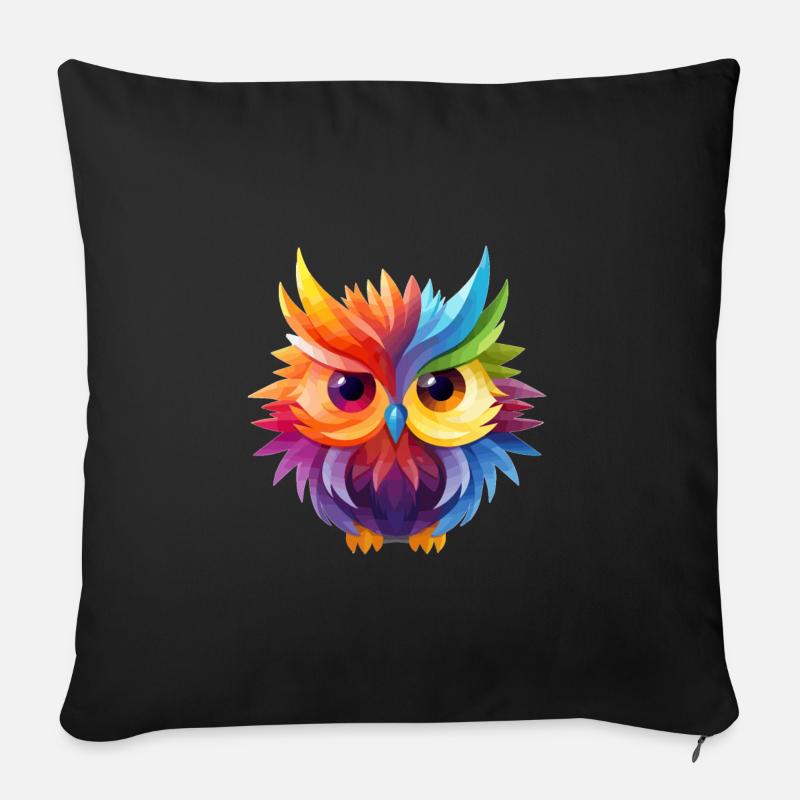 Conception de hibou coloré cool - Housse de coussin décorative 45 x 45 cm - noir