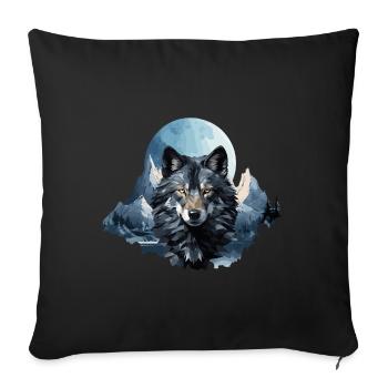 Wolfs Design im Polygon Style - Sofakissenbezug 45 x 45 cm - Schwarz - Vorne