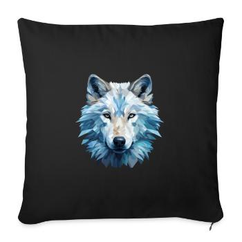 Cool White Wolf in Polygon Style - Sofa pillowcase 17,3'' x 17,3'' (45 x 45 cm) - black - Front
