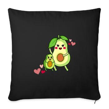 Avocado Familie Mamacado mit Kind - Sofakissenbezug 45 x 45 cm - Schwarz - Vorne