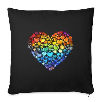 Rainbow Heart - Sofa pillowcase 17,3'' x 17,3'' (45 x 45 cm) - black - Front