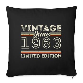 June 1963 June Birthday Present June 1963 - Sofa pillowcase 17,3'' x 17,3'' (45 x 45 cm) - black - Front