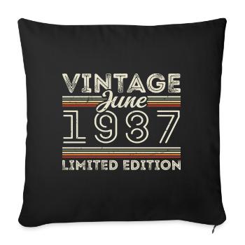 June 1987 June Birthday Present June 1987 - Sofa pillowcase 17,3'' x 17,3'' (45 x 45 cm) - black - Front