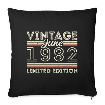 Juin 1982 Juin Anniversaire Présent Juin 1982 - Housse de coussin décorative 45 x 45 cm - noir - Devant