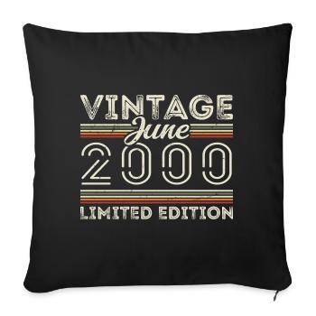 June 2000 June Birthday Present June 2000 - Sofa pillowcase 17,3'' x 17,3'' (45 x 45 cm) - black - Front