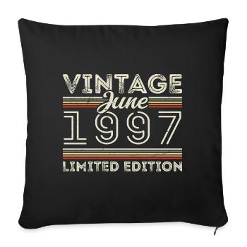 Juin 1997 Anniversaire de juin Présent juin 1997 - Housse de coussin décorative 45 x 45 cm - noir - Devant