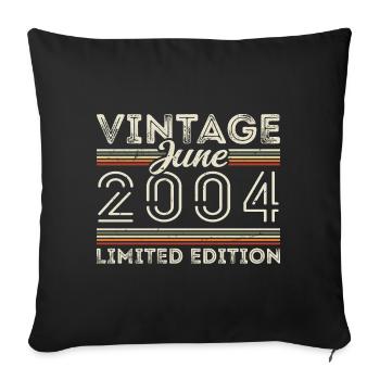 Juin 2004 Juin Anniversaire Présent Juin 2004 - Housse de coussin décorative 45 x 45 cm - noir - Devant