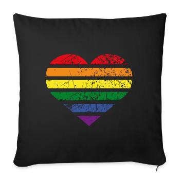 Rainbow Heart - Sofa pillowcase 17,3'' x 17,3'' (45 x 45 cm) - black - Front