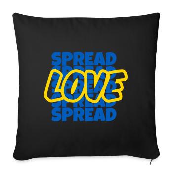 Spread Love Saying in Ukrainian National Colors - Sofa pillowcase 17,3'' x 17,3'' (45 x 45 cm) - black - Front