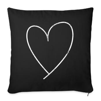 Simple heart - Sofa pillowcase 17,3'' x 17,3'' (45 x 45 cm) - black - Front