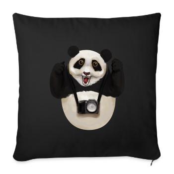 Panda Panda ours photographe Photo Cadeau Photo - Housse de coussin décorative 45 x 45 cm - noir - Devant