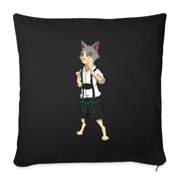 Katze Lederhose Tracht - Sofakissenbezug 45 x 45 cm - Schwarz - Vorne