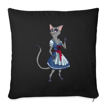 Katze Dirndl Tracht - Sofakissenbezug 45 x 45 cm - Schwarz - Vorne