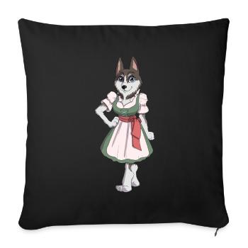 Hund Dirndl - Sofakissenbezug 45 x 45 cm - Schwarz - Vorne
