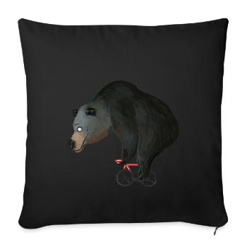 Ours animal vélo de course vélo vélo cadeau - Housse de coussin décorative 45 x 45 cm - noir - Devant