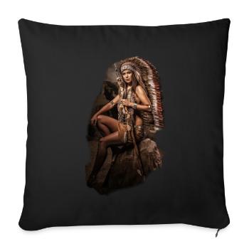 Indian woman native american illustration gift - Sofa pillowcase 17,3'' x 17,3'' (45 x 45 cm) - black - Front
