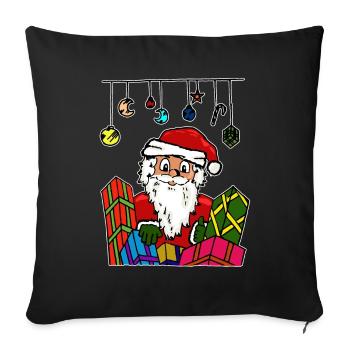 Chemise cadeau Père Noël Nicolas - Housse de coussin décorative 45 x 45 cm - noir - Devant