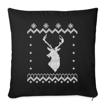 Noël Cerf Renne Tricot motif - Housse de coussin décorative 45 x 45 cm - noir - Devant