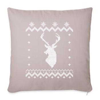 Weihnachten Christmas Hirsche Rentier Strickmuster - Sofakissenbezug 45 x 45 cm - helles Taupe - Vorne