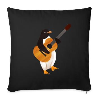 Guitare guitare acoustique Pingouin Cadeau enfants - Housse de coussin décorative 45 x 45 cm - noir - Devant