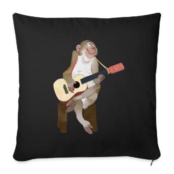 Guitare guitare acoustique Singe motif enfant cadeau - Housse de coussin décorative 45 x 45 cm - noir - Devant
