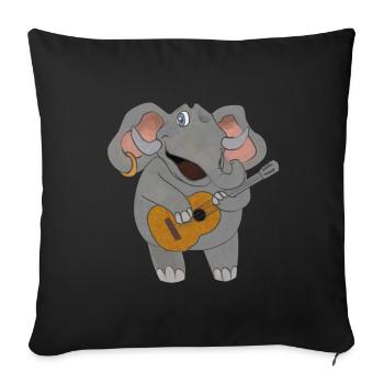 Guitare guitare acoustique Éléphant Cadeau enfants - Housse de coussin décorative 45 x 45 cm - noir - Devant