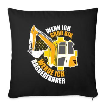 Bagger Kinder Geschenk - Sofakissenbezug 45 x 45 cm - Schwarz - Vorne