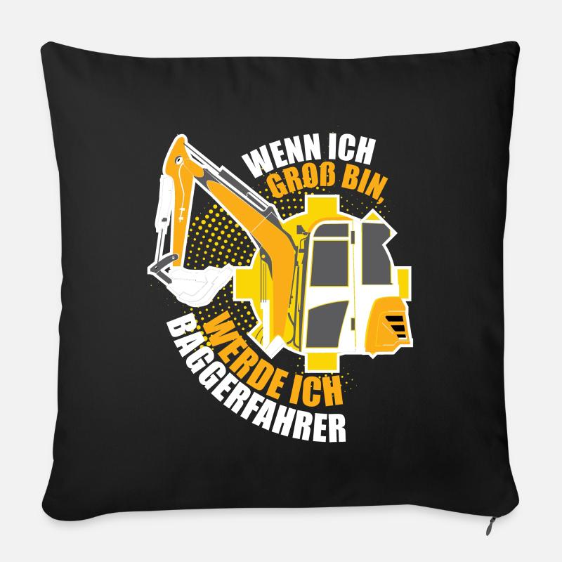 Bagger Kinder Geschenk - Sofakissenbezug 45 x 45 cm - Schwarz