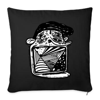 chemise cadeau art visage abstrait - Housse de coussin décorative 45 x 45 cm - noir - Devant