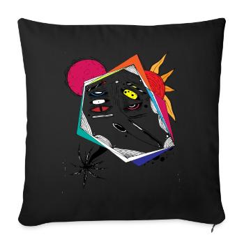 chemise de cadeau de visage d'art abstrait - Housse de coussin décorative 45 x 45 cm - noir - Devant