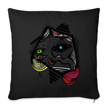 abstract face art gift shirt - Sofa pillowcase 17,3'' x 17,3'' (45 x 45 cm) - black - Front
